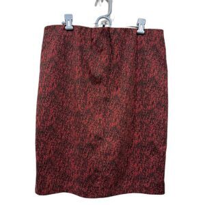 Olivia & Grace Stretch Pencil Skirt Black Red Abstract Print Office Women sz XL